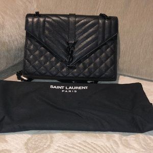 YSL black quilted bag with chain